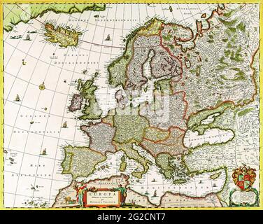 Mappa dell'Europa antica, Mappa dell'Europa antica, Mappa dell'Europa antica, Mappa dell'Europa antica, Mappa dell'Europa antica, Mappa dell'Europa, Mappa dell'Europa, Nicolas Visscher, 1640 Foto Stock