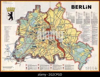 Mappa di Berlino, Mappa di Berlino, Stampa, Poster di Berlino, Mappe di Berlino, Stampe di Berlino, carta vecchia di Berlino, carta retrò di Berlino, carta vintage di Berlino, 1961 Foto Stock