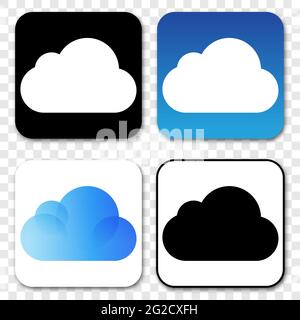 Vinnytsia, Ucraina - 28 Maggio 2021: Set di loghi iCloud. Icona Cloud Computing Illustrazione Vettoriale