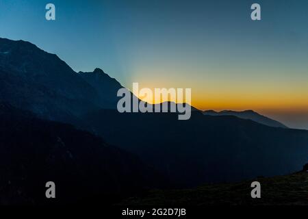 Triund in cima vicino a Dharamshala, Himachal Foto Stock