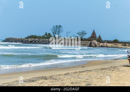 Spiaggia di Mahabalipuram a Tamil Nadu Foto Stock