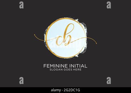 Logo CB con modello circolare, firma vettoriale, matrimonio, moda, floreale e botanico con modello creativo. Illustrazione Vettoriale