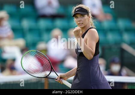 La Gran Bretagna Katie Boulter reagisce contro Heather Watson durante il sesto giorno del Viking Open al Nottingham Tennis Center. Data immagine: Giovedì 10 giugno 2021. Foto Stock