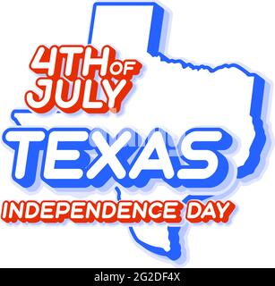 stato del texas 4 luglio giorno di indipendenza con mappa e Stati Uniti nazionale colore 3D forma di Stati Uniti Vector Illustrazione Illustrazione Vettoriale