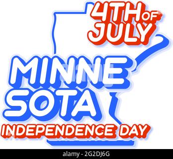 stato del minnesota 4 luglio giorno di indipendenza con mappa e Stati Uniti nazionale colore 3D forma di Stati Uniti Vector Illustrazione Illustrazione Vettoriale