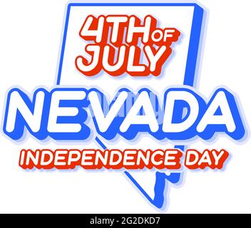 stato del nevada 4 luglio giornata di indipendenza con mappa e Stati Uniti nazionale colore 3D forma di Stati Uniti Vector Illustrazione Illustrazione Vettoriale