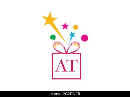 Confezione regalo, lettera alfabetica del negozio di articoli da regalo PER il design delle icone del logo aziendale Illustrazione Vettoriale