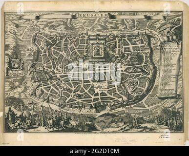 Mappa di Gerusalemme, Mappa di Gerusalemme, Mappa di Gerusalemme retro, Mappa di Gerusalemme d'epoca, Mappa d'epoca, Retro Map, Vintage Map, Old Map, mappa Stampa, Mappa retro Stampa Foto Stock