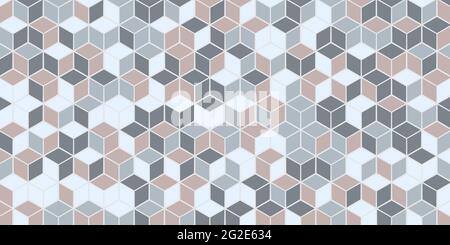 Motivo geometrico senza giunture astratto con forma quadrata. Color pastello cubo sfondo design per tappeto, carta da parati, abbigliamento, wrapping, batik, tessuto Illustrazione Vettoriale