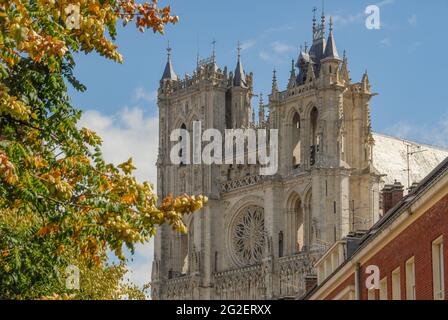 La cattedrale Cathédrale Notre-Dame d'Amiens, Amiens, Hauts-de-France, Francia, patrimonio dell'umanità Foto Stock