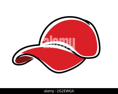 Cappellino da baseball cappello rosso illustrazione vettoriale su sfondo bianco Illustrazione Vettoriale