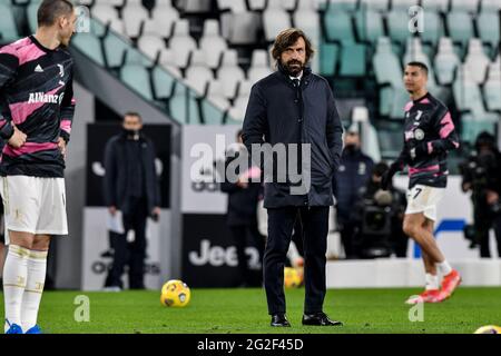 Allenatore della Juventus FC Andrea Pirlo durante la serie A 2020/21 della Juventus FC allo stadio Allianz di Torino, Italia / LM Foto Stock