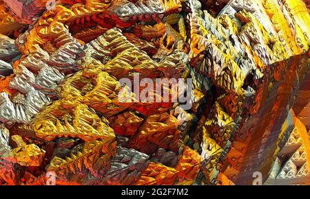 Struttura rocciosa in metallo multicolore. patern di metallo Foto Stock