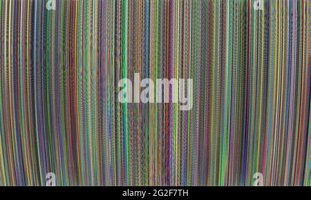 Linee parallele multicolore fatte di rumore. Sfondo a trama geometrica. Texture a strisce. Decorazioni eleganti e futuristiche. Superficie colorata in stri Foto Stock