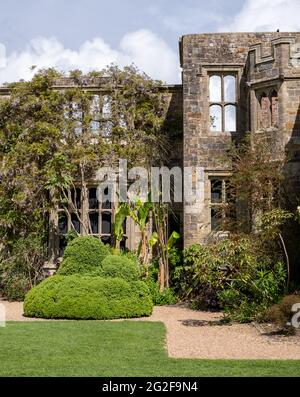 Nymans Gardens a Handcross, West Sussex. I pittoreschi giardini circondano una vecchia casa abbandonata e si affacciano su High Weald nel cuore del Sussex c. Foto Stock