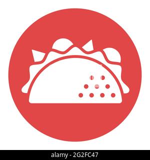 Icona glifo bianco vettore Taco. Cartello fast food. Simbolo grafico per la progettazione di siti Web e applicazioni, logo, app, interfaccia utente Illustrazione Vettoriale