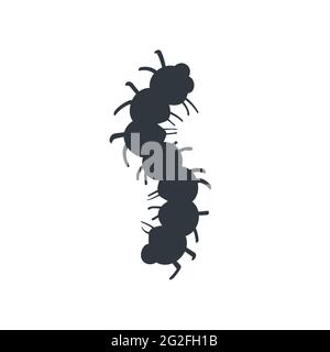 Caterpillar larva segno semplice, icona di insetto su sfondo bianco Illustrazione Vettoriale