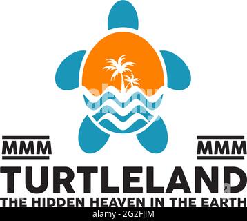 Modello vettoriale per il design del logo Turtle Land Resort Illustrazione Vettoriale