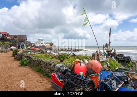 Steephill Cove una piccola spiaggia di sabbia sulla costa meridionale dell'Isola di Wight Hampshire UK Foto Stock