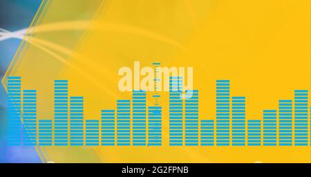 Composizione di equalizzatore grafico di musica verde su sfondo giallo Foto Stock