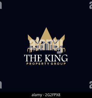 Modello vettoriale per il design del logo della proprietà King Illustrazione Vettoriale