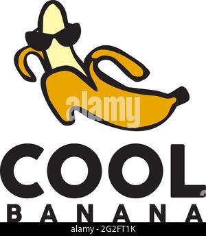 Modello vettoriale per il design con logo a banana Illustrazione Vettoriale