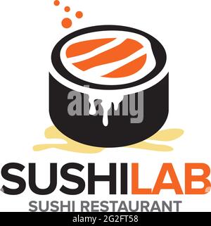 Modello vettoriale di progettazione del logo sushi Lab Illustrazione Vettoriale