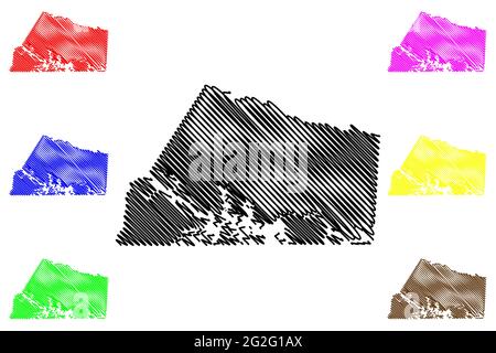 Meclemburgo County, Commonwealth of Virginia (Stati Uniti, Stati Uniti d'America, Stati Uniti, Stati Uniti, Stati Uniti) mappa vettoriale illustrazione, scrimble sketch Meclembi Illustrazione Vettoriale