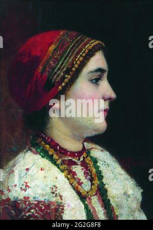 Constantin Egorovitch Makovski - Ritratto ragazza ucraino vestito Foto Stock