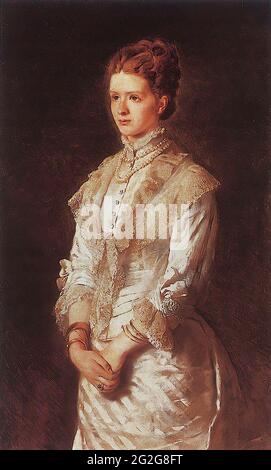 Constantin Egorovitch Makovski - Portrait Girl Blue Dress Foto Stock