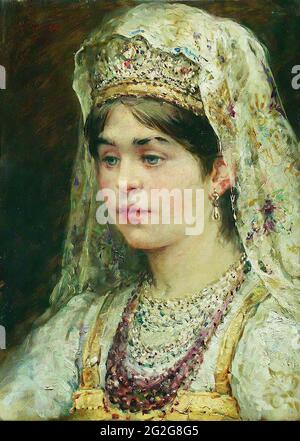 Constantin Egorovitch Makovski - Ritratto ragazza Russo vestito Foto Stock