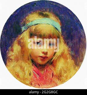 Constantin Egorovitch Makovski - Ritratto ragazza con capelli a nastro blu C 1890 Foto Stock