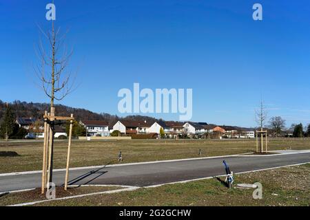 Germania, Baviera, alta Baviera, distretto di Altötting, area edile, nuova costruzione, strada di accesso, collegamenti Foto Stock