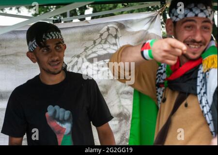 Roma, Italia 05/06/2021: Manifestazione di solidarietà con il popolo palestinese. Piazza San Giovanni. © Andrea Sabbadini Foto Stock