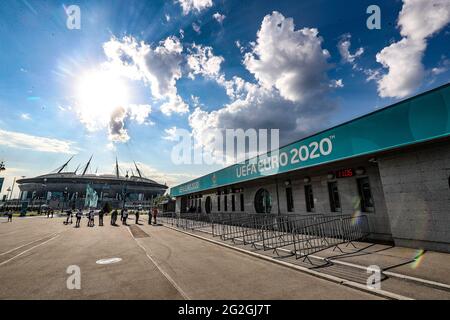 L'illustrazione mostra lo stadio di San Pietroburgo in vista di una sessione di allenamento della nazionale belga di calcio Red Devils, a Saint-Petersbou Foto Stock