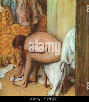 Edgar Degas - dopo bagno Donna asciugando i suoi piedi 1886 Foto Stock