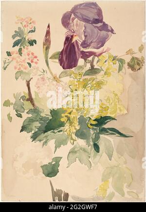 Ã‰douard Manet - pezzo di fiori con Iris, Laburnum, e Geranium, 1880 Foto Stock