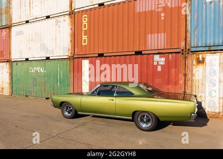 Plymouth Road Runner, costruito nel 1968, muscle car, oldtimer, classico Foto Stock