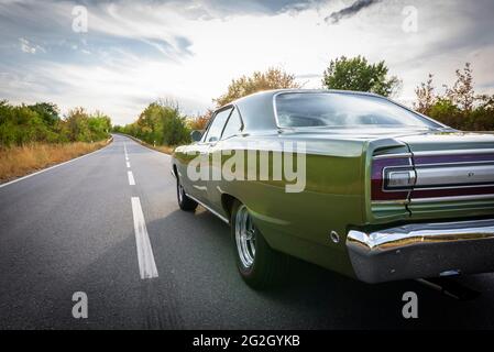 Plymouth Road Runner, costruito nel 1968, muscle car, oldtimer, classico Foto Stock