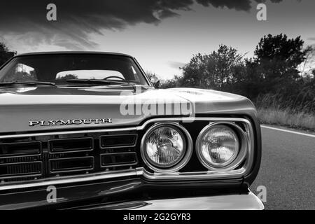 Plymouth Road Runner, costruito nel 1968, muscle car, oldtimer, classico Foto Stock