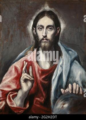 El Greco (Domenikos Theotokopoulos) - Benedizione di Cristo ('il Salvatore del mondo') Foto Stock