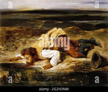 Eugène Delacroix - Maltrally ferito Brigand dissetato 1825 Foto Stock