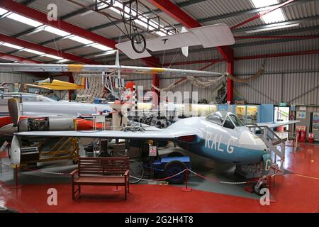 De Havilland Vampire F.1 (1945), Midland Air Museum, Coventry Airport, Baginton, Warwickshire, Inghilterra, Gran Bretagna, Regno Unito, Europa Foto Stock
