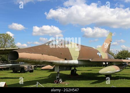 Super Saber F-100D (1953), Midland Air Museum, Coventry Airport, Baginton, Warwickshire, Inghilterra, Gran Bretagna, Regno Unito, Europa Foto Stock