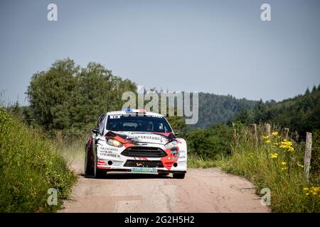 Gerardmer, Francia. 11 Giugno 2021.19 VAUTHIER Alain, NOLLET Stevie, Ford Fiesta WRC, azione durante il Rallye Vosges Grand Est 2021, 2° round del Championnat de France des Rallyes 2021, dal 10 al 12 giugno a Gerardmer, Francia - Foto Alexandre Guillaumot / DPPI Foto Stock