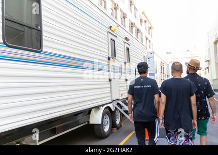 Tour degli studi all'interno dei Paramount Studios, Los Angeles, California, USA Foto Stock