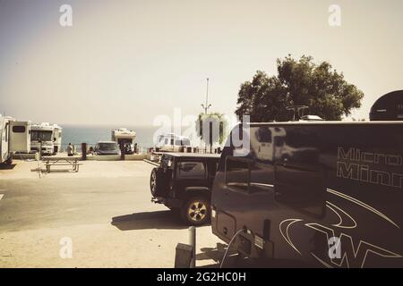 Malibu Beach RV Park nella città di Malibu vicino a Los Angeles, stato della California, Stati Uniti Foto Stock