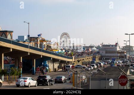 Sul Molo di Santa Monica a Los Angeles, California, Stati Uniti d'America Foto Stock