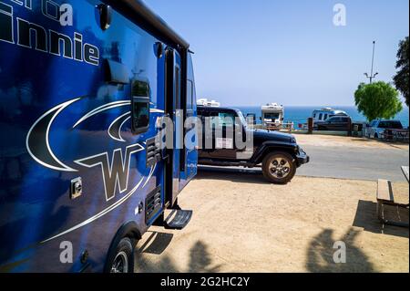 Malibu Beach RV Park nella città di Malibu vicino a Los Angeles, stato della California, Stati Uniti Foto Stock