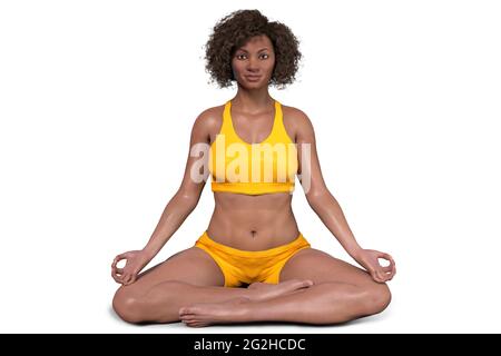 Donna in posa Lotus yoga, illustrazione Foto Stock